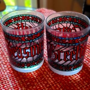 Vintage houze stain glass cocktail drinking glasses